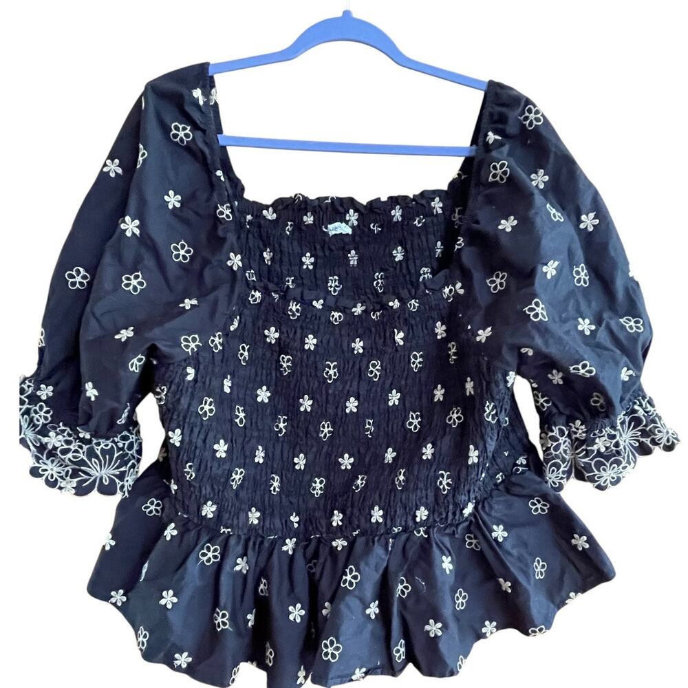 Edgely Black Embroidered Blouse